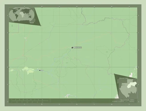 Ogooue Ivindo Gabon Vilayeti Açık Sokak Haritası Bölgenin Büyük Şehirlerinin — Stok fotoğraf