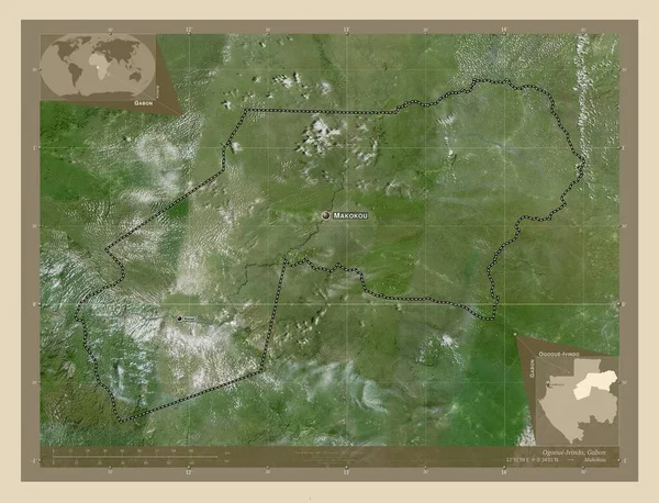 Ogooue Ivindo Provincia Gabón Mapa Satelital Alta Resolución Ubicaciones Nombres —  Fotos de Stock