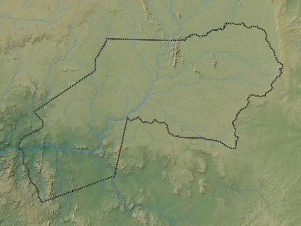 Ogooue Ivindo Provincia Del Gabon Mappa Elevazione Colorata Con Laghi — Foto Stock