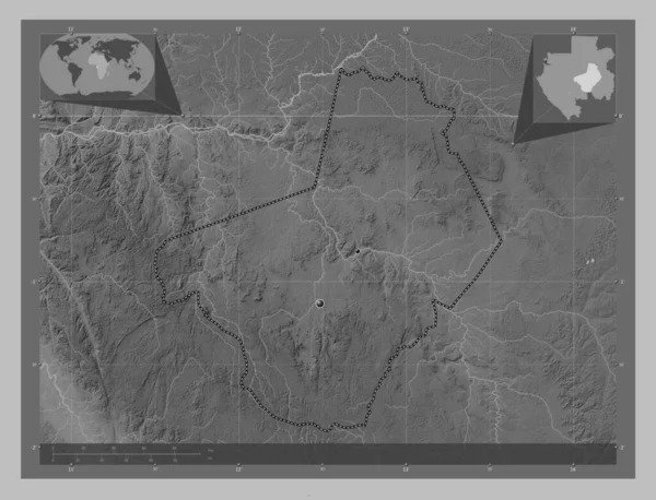 Огуэ Лоло Провинция Габон Карта Высот Оттенках Серого Озерами Реками — стоковое фото