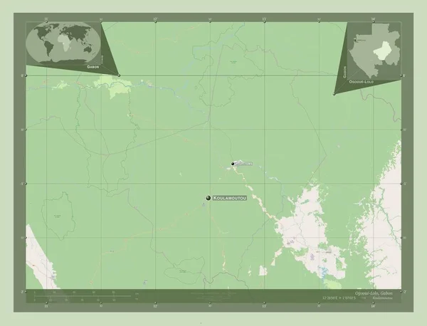 Ogooue Lolo Gabon Vilayeti Açık Sokak Haritası Bölgenin Büyük Şehirlerinin — Stok fotoğraf