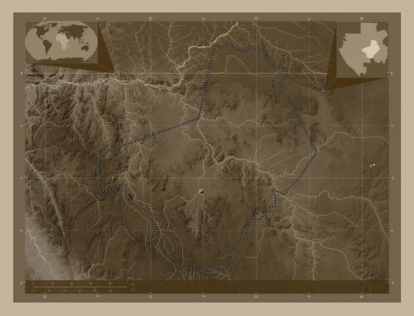 Ogooue Lolo Province Gabon Elevation Map Colored Sepia Tones Lakes — Stock Photo, Image