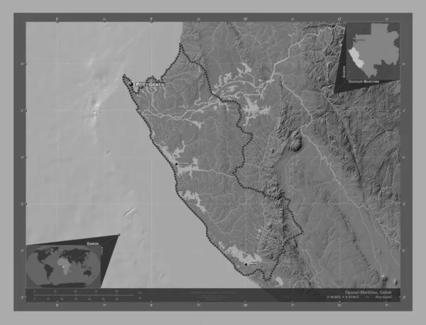 Ogooue Maritime Província Gabão Bilevel Mapa Elevação Com Lagos Rios — Fotografia de Stock