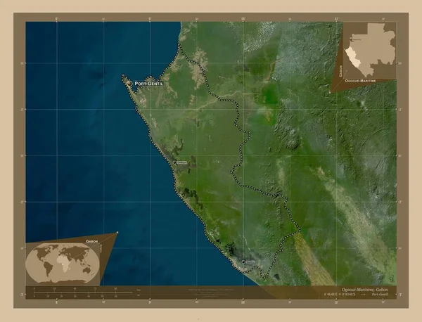 Огове Маритайм Провінція Габон Супутникова Карта Низькою Роздільною Здатністю Місця — стокове фото