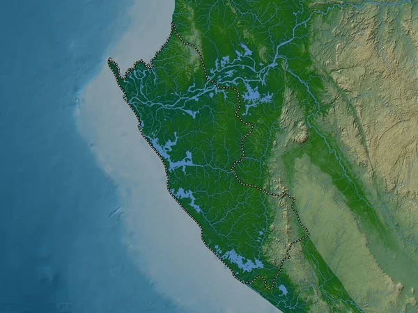 Ogooue Maritime Province Gabon Colored Elevation Map Lakes Rivers — Stock Photo, Image