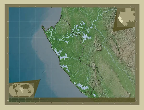 Ogooue Maritime Provincia Del Gabon Mappa Elevazione Colorata Stile Wiki — Foto Stock