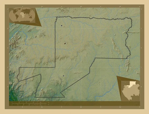 Вулеу Нтем Провінція Габон Кольорові Карти Висот Озерами Річками Розташування — стокове фото