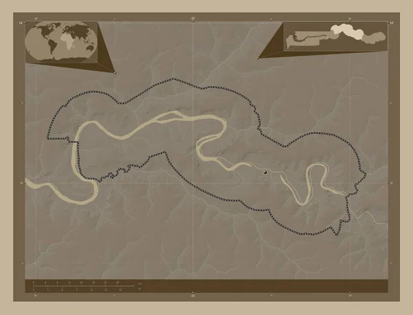 Маккарті Айленд Підрозділ Гамбії Висота Карти Забарвлена Сепії Тонів Озерами — стокове фото
