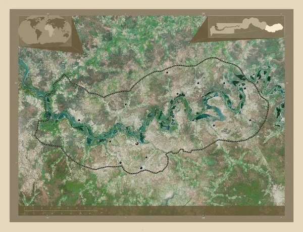 Río Alto División Gambia Mapa Satelital Alta Resolución Ubicaciones Las — Foto de Stock