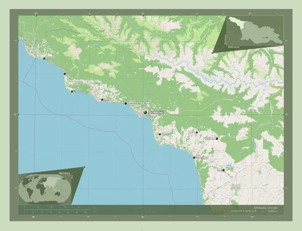 Abkhazie République Autonome Géorgie Ouvrir Carte Routière Emplacements Noms Des — Photo