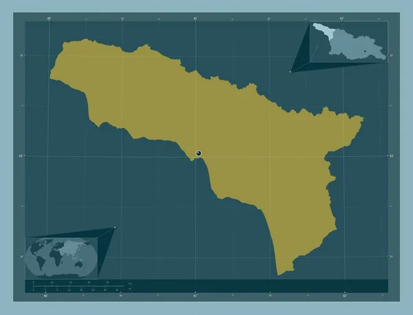ジョージアの自治共和国アブハジア しっかりした色の形 コーナー補助位置図 — ストック写真