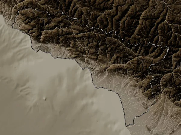 Abcásia República Autónoma Geórgia Mapa Elevação Colorido Tons Sépia Com — Fotografia de Stock