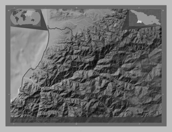 Аджарія Автономна Республіка Джорджія Граймасштабна Мапа Висот Озерами Річками Кутові — стокове фото