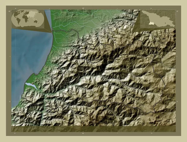 Ajaria Gürcistan Özerk Cumhuriyeti Yükseklik Haritası Göller Nehirlerle Wiki Tarzında — Stok fotoğraf