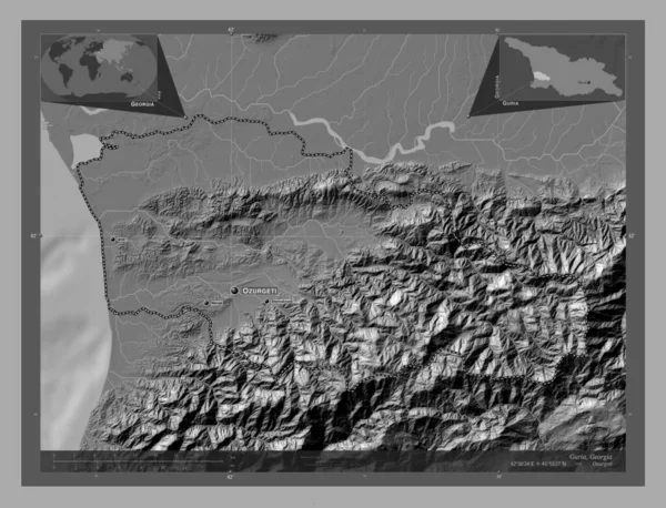 Гурія Грузія Білевелівська Карта Висот Озерами Річками Місця Розташування Назви — стокове фото