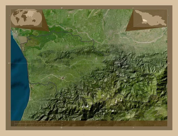 Guria Περιοχή Της Γεωργίας Δορυφορικός Χάρτης Χαμηλής Ανάλυσης Γωνιακοί Χάρτες — Φωτογραφία Αρχείου
