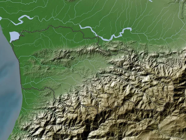 Guria Região Geórgia Mapa Elevação Colorido Estilo Wiki Com Lagos — Fotografia de Stock