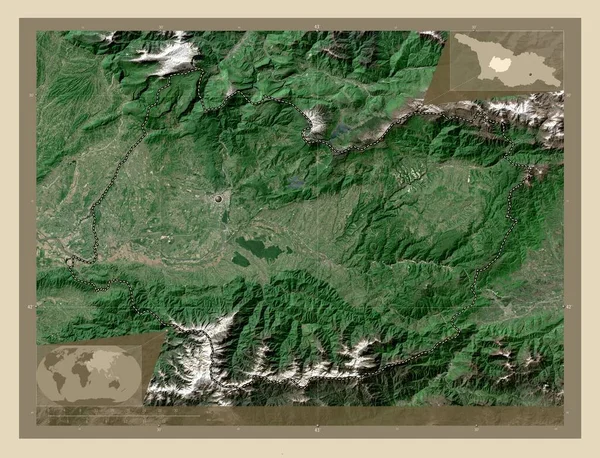 Imereti 格鲁吉亚地区 高分辨率卫星地图 角辅助位置图 — 图库照片