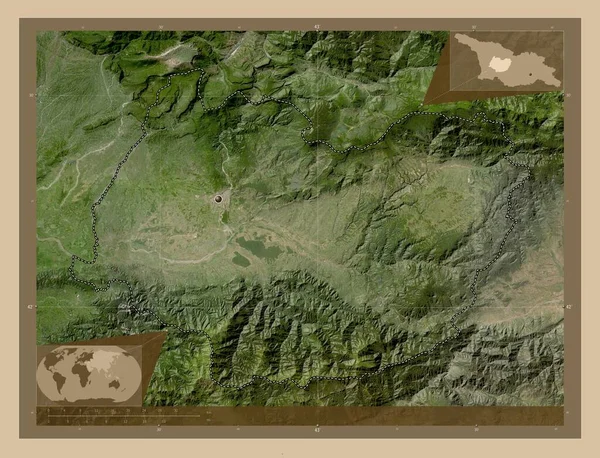 Imereti Περιφέρεια Γεωργίας Δορυφορικός Χάρτης Χαμηλής Ανάλυσης Γωνιακοί Χάρτες Βοηθητικής — Φωτογραφία Αρχείου