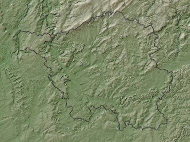 Saarland, Almanya devleti. Yükseklik haritası göller ve nehirlerle wiki stilinde renklendirilmiştir