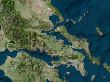 Yunanistan 'ın merkezi olmayan idaresi. Yüksek çözünürlüklü uydu haritası