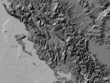 Epirus, Yunanistan 'ın merkezi olmayan yönetimi. Gölleri ve nehirleri olan çift seviyeli yükseklik haritası