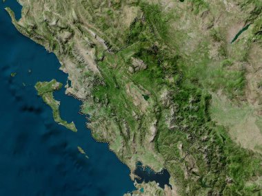 Epirus, Yunanistan 'ın merkezi olmayan yönetimi. Yüksek çözünürlüklü uydu haritası
