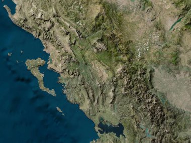 Epirus, Yunanistan 'ın merkezi olmayan yönetimi. Düşük çözünürlüklü uydu haritası