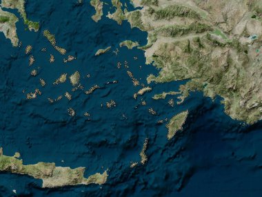 Güney Ege 'de, Yunanistan' ın merkezi yönetiminde. Yüksek çözünürlüklü uydu haritası