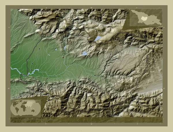 Imereti Gürcistan Bölgesi Yükseklik Haritası Göller Nehirlerle Wiki Tarzında Renklendirilmiş — Stok fotoğraf