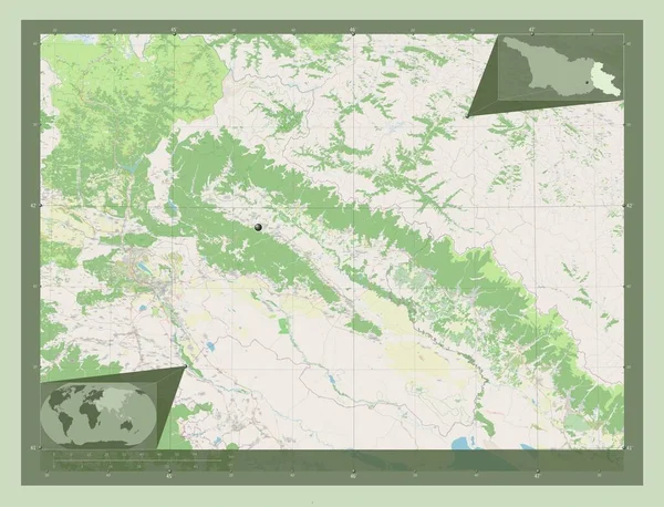 Kacheti Region Gruzji Otwórz Mapę Ulic Pomocnicze Mapy Położenia Narożnika — Zdjęcie stockowe