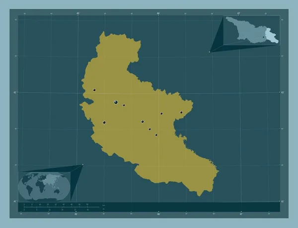 Kacheti Region Georgien Einfarbige Form Standorte Der Wichtigsten Städte Der — Stockfoto