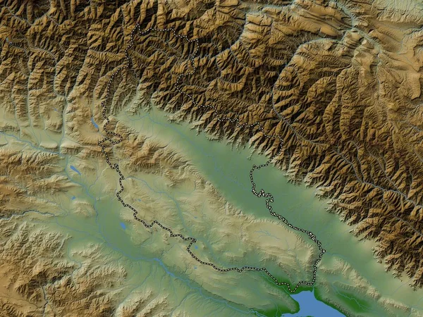 Kakheti Regione Della Georgia Mappa Elevazione Colorata Con Laghi Fiumi — Foto Stock