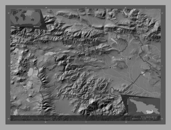 Kvemo Kartli Περιφέρεια Γεωργίας Bilevel Υψομετρικός Χάρτης Λίμνες Και Ποτάμια — Φωτογραφία Αρχείου