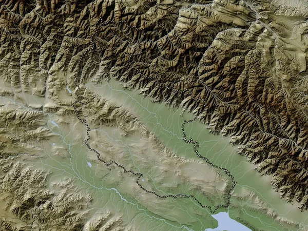 Kakheti Regionen Georgien Höjd Karta Färgad Wiki Stil Med Sjöar — Stockfoto