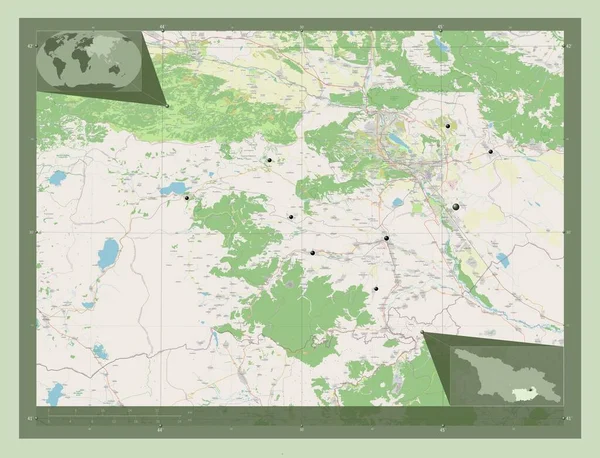 Kvemo Kartli 格鲁吉亚地区 开放街道地图 该区域主要城市的所在地点 角辅助位置图 — 图库照片