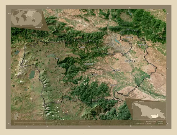 Kvemo Kartli Región Georgia Mapa Satelital Alta Resolución Ubicaciones Nombres —  Fotos de Stock