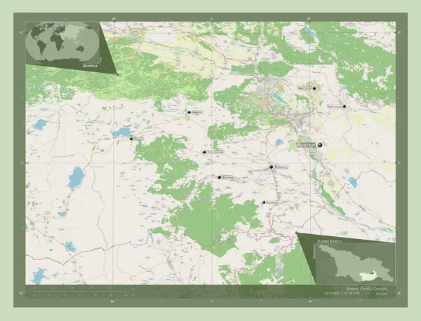 Kvemo Kartli Region Gruzji Otwórz Mapę Ulic Lokalizacje Nazwy Głównych — Zdjęcie stockowe