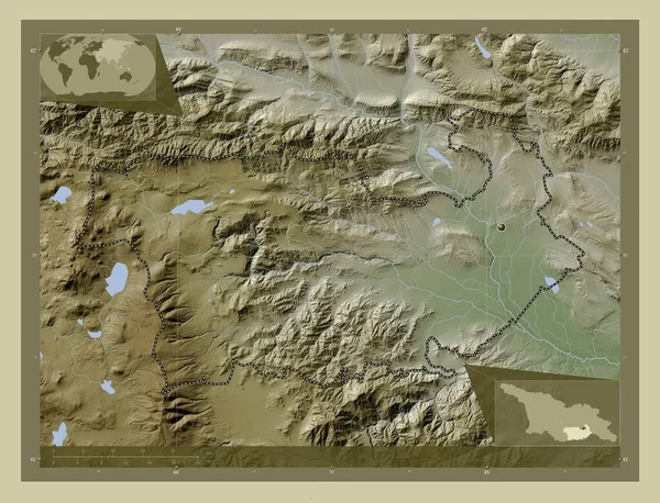 Kvemo Kartli Περιφέρεια Γεωργίας Υψόμετρο Χάρτη Χρωματισμένο Στυλ Wiki Λίμνες — Φωτογραφία Αρχείου