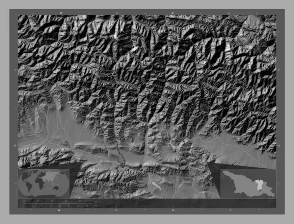 Mtskheta Mtianeti Região Geórgia Bilevel Mapa Elevação Com Lagos Rios — Fotografia de Stock