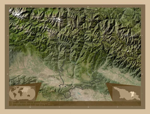 Mtskheta Mtianeti Regionen Georgien Lågupplöst Satellitkarta Platser För Större Städer — Stockfoto