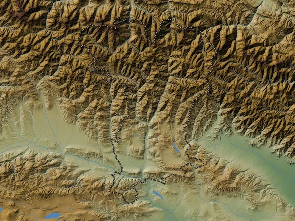Mzcheta Mtianeti Region Georgien Farbige Höhenkarte Mit Seen Und Flüssen — Stockfoto