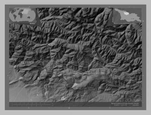 Racha Lechkhumi Kvemo Svaneti Регіон Джорджія Граймасштабна Мапа Висот Озерами — стокове фото