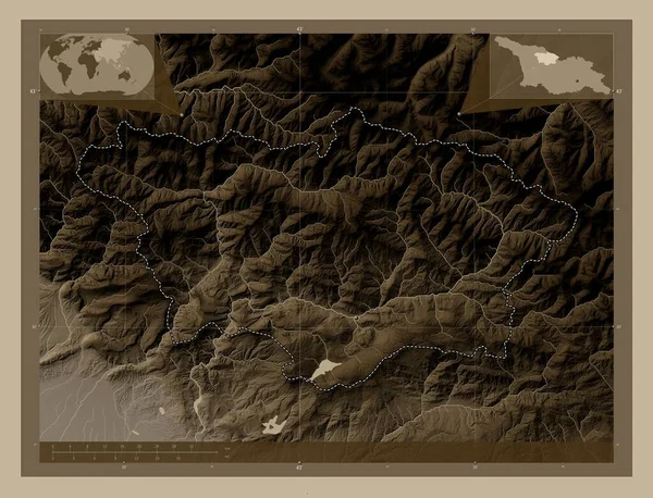 Racha Lechkhumi Kvemo Svaneti Περιφέρεια Γεωργίας Υψόμετρο Χάρτη Χρωματισμένο Τόνους — Φωτογραφία Αρχείου