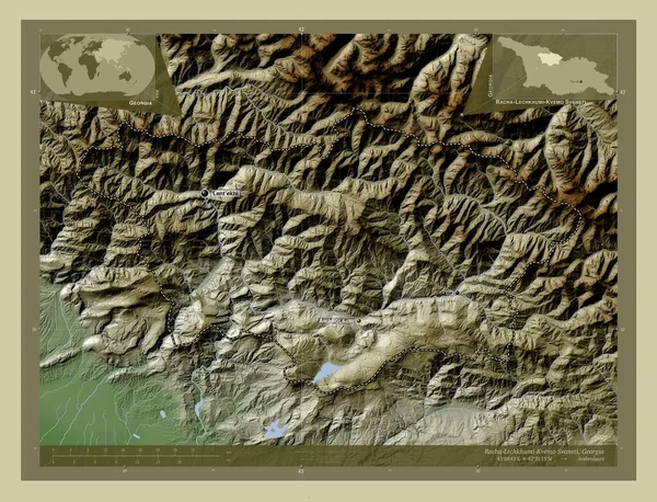 Racha Lechkhumi Kvemo Svaneti Oblast Gruzie Zdvihová Mapa Zbarvená Stylu — Stock fotografie