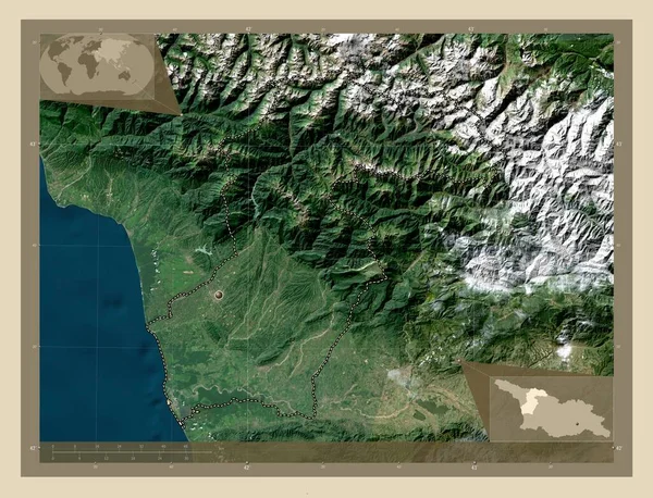 サメグレロ スヴァネティ ジョージア州の地方 高解像度衛星地図 コーナー補助位置図 — ストック写真
