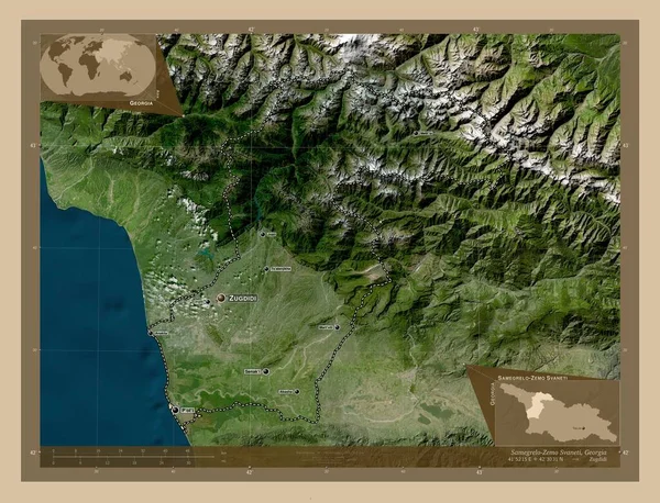 Samegrelo Zemo Svaneti Oblast Gruzie Satelitní Mapa Nízkým Rozlišením Umístění — Stock fotografie