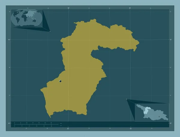 サメグレロ スヴァネティ ジョージア州の地方 しっかりした色の形 コーナー補助位置図 — ストック写真