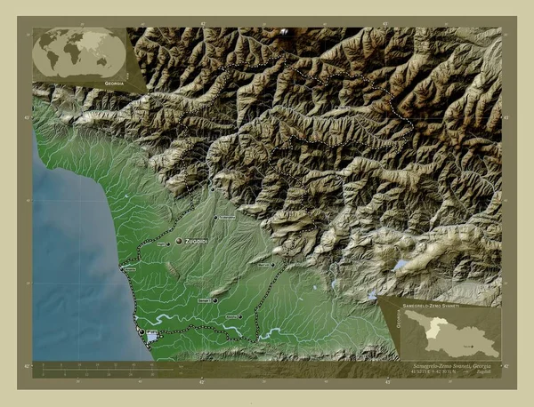 Самегрело Земо Сванети Область Грузии Карта Высоты Окрашенная Вики Стиле — стоковое фото