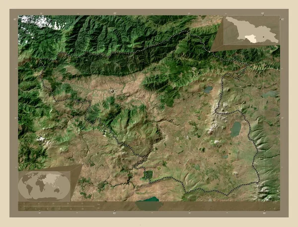 サムツヘ ジャワヘティ ジョージア州の地方 高解像度衛星地図 コーナー補助位置図 — ストック写真
